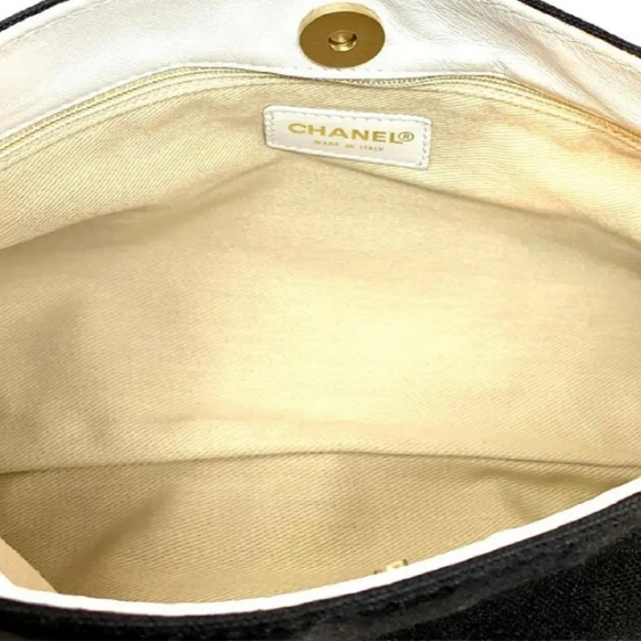 💯Authentic Chanel Vintage Navy Canvas With White Leather - Picture 6 of 9